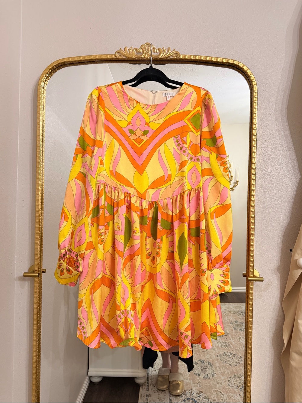 TCEC Pink, Orange & Yellow Retro Wave Dress